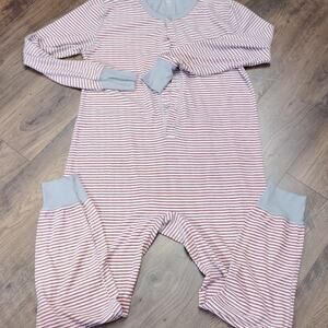 One piece stripe long John pajamas Jockey size LG